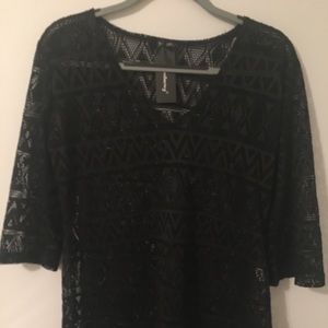 Glamorous Sheer 3/4 sleeve beach cover up